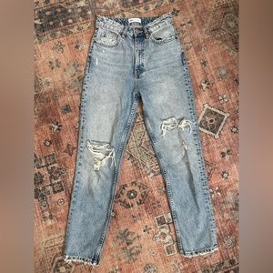 ZARA - High Waisted Mom Jeans Blue / Distressed